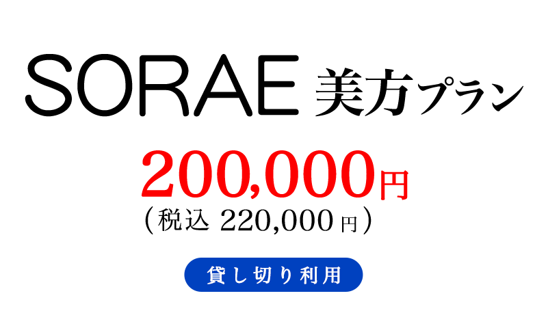 SORAE美方プラン　会員価格200,000円（220,000円）　式場利用